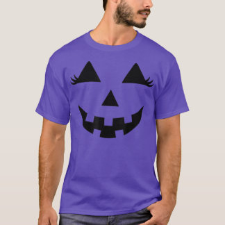 Eyelashes T-shirt- Halloween Outfit Pumpkin Face C T-shirt