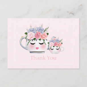 Eyelashes Teapot Ma Floral Baby shower Dank je Informatiekaartje