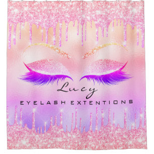 Eyelashes Uitbreiding Roze Holograaf Glitter Spark Douchegordijn