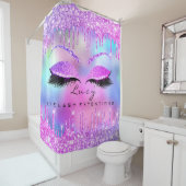 Eyelashes Verlenging Roze Holograaf Glitter Driver Douchegordijn (In situ)