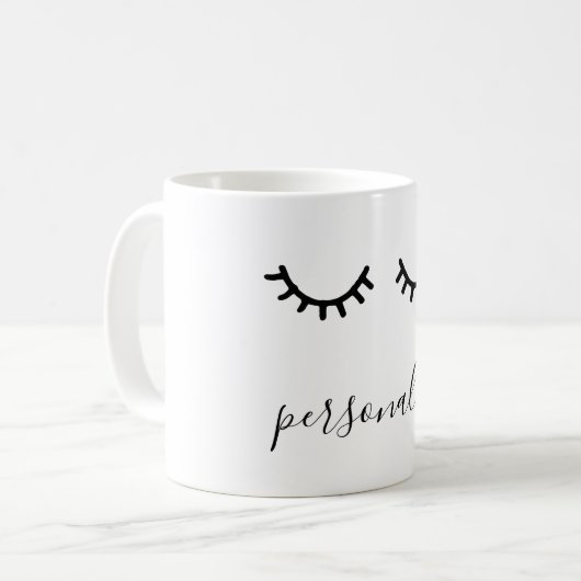 Eyelashes, zwart en wit koffiemok (Voorkant links)