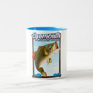 Eyemouth, Berwickshire Scotland visprint. Tweekleurige Koffiemok