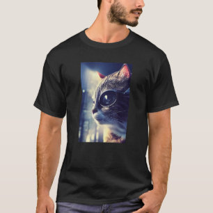 Eyepatch Cat Kat Pet Animal Cyborg Robot T-shirt