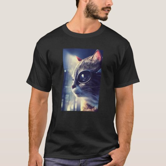 Eyepatch Cat Kat Pet Animal Cyborg Robot T-shirt (Voorkant)