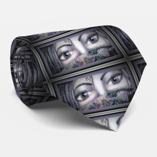 Eyes Behind Oriental Fan Stropdas (Opgerold)