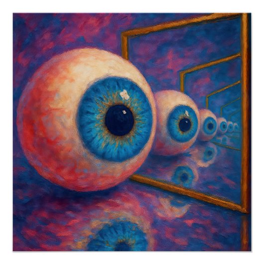"Eyes Beyond Forever" - Een surrealistisch portret Perfect Poster (Voorkant)