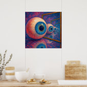 "Eyes Beyond Forever" - Een surrealistisch portret Poster (Keuken)