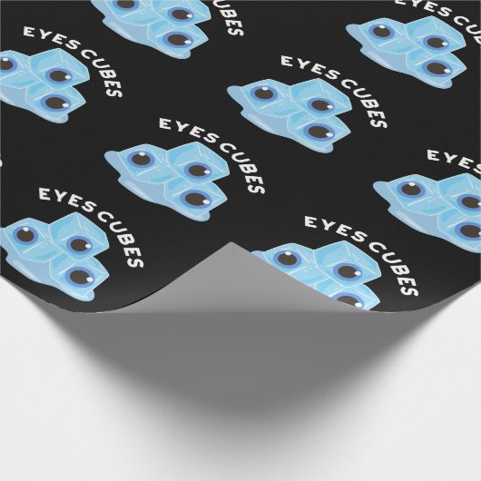 Eyes Cubes Funny Ice Pun Dark BG Cadeaupapier (Hoek)