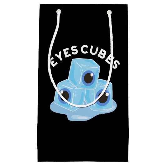 Eyes Cubes Funny Ice Pun Dark BG Klein Cadeauzakje (Voorkant)