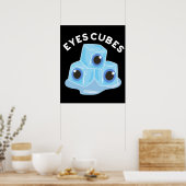 Eyes Cubes Funny Ice Pun Dark BG Poster (Keuken)