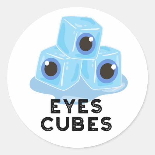Eyes Cubes Funny Ice Pun Ronde Sticker (Voorkant)