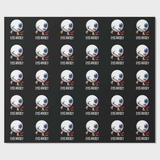 Eyes Hockey Funny Ice Hockey Sports Pun Dark BG Cadeaupapier (Vlak)