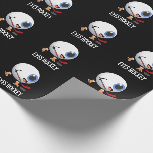 Eyes Hockey Funny Ice Hockey Sports Pun Dark BG Cadeaupapier (Hoek)