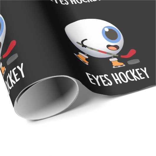 Eyes Hockey Funny Ice Hockey Sports Pun Dark BG Cadeaupapier (Rol Hoek)