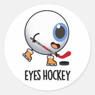 Eyes Hockey Funny Ice Hockey Sports Pun Ronde Sticker