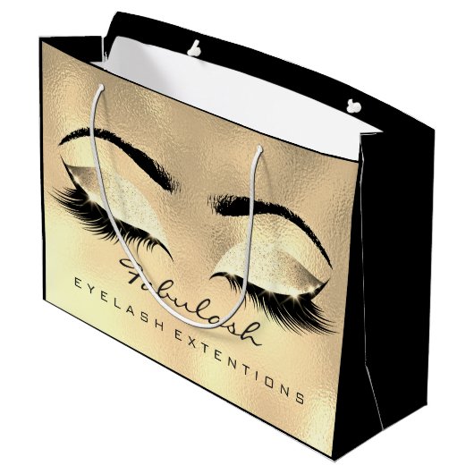 Eyes Lashes Gold Makeup Glitter Beauty Cosmetics Large Cadeautasje (Achterkant Gekanteld)