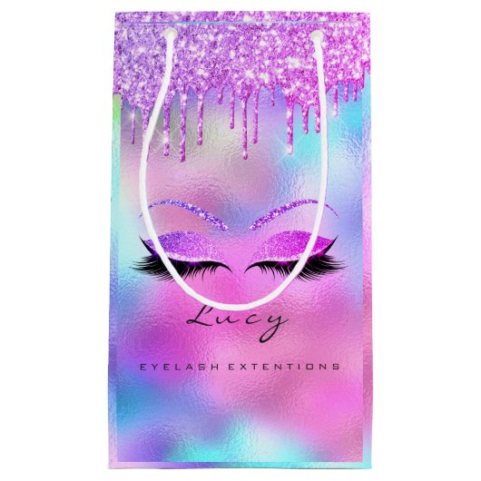 Eyes Lashes Makeup Bridal Name Glitter Holograaf Klein Cadeauzakje (Voorkant)