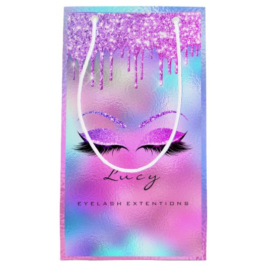 Eyes Lashes Makeup Bridal Name Glitter Holographic Klein Cadeauzakje (Voorkant)