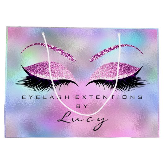 Eyes Lashes Makeup Bridal Name Glitter Pink Blue Groot Cadeauzakje (Achterkant)