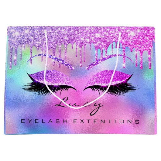 Eyes Lashes Makeup Bridal Name Glitter Pink Drives Groot Cadeauzakje (Voorkant)