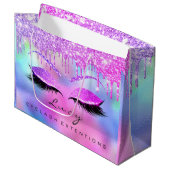 Eyes Lashes Makeup Bridal Name Glitter Pink Drives Groot Cadeauzakje (Voorkant Gekanteld)