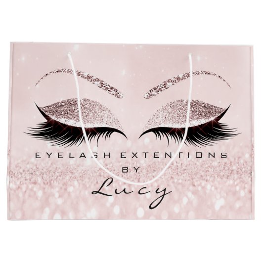 Eyes Lashes Makeup Bridal Name Glitter Pink Pastel Groot Cadeauzakje (Achterkant)