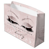 Eyes Lashes Makeup Bridal Name Glitter Pink Pastel Groot Cadeauzakje (Achterkant Gekanteld)