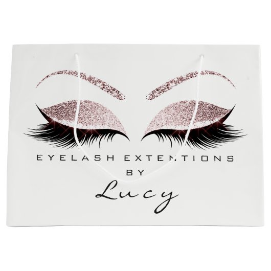Eyes Lashes Makeup Bridal Name Glitter Pink White Groot Cadeauzakje (Voorkant)