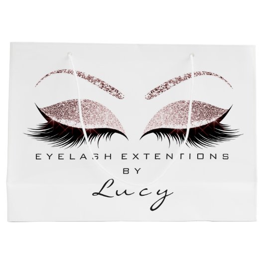 Eyes Lashes Makeup Bridal Name Glitter Pink White Groot Cadeauzakje (Achterkant)