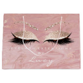 Eyes Lashes Makeup Bridal Name Glitter roze marmer Groot Cadeauzakje (Voorkant)