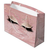Eyes Lashes Makeup Bridal Name Glitter roze marmer Groot Cadeauzakje (Achterkant Gekanteld)