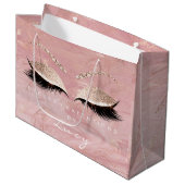 Eyes Lashes Makeup Bridal Name Glitter roze marmer Groot Cadeauzakje (Voorkant Gekanteld)