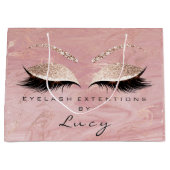 Eyes Lashes Makeup Bridal Name Glitter roze marmer Groot Cadeauzakje (Voorkant)