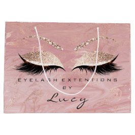 Eyes Lashes Makeup Bridal Name Glitter roze marmer Groot Cadeauzakje
