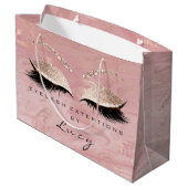 Eyes Lashes Makeup Bridal Name Glitter roze marmer Groot Cadeauzakje (Achterkant Gekanteld)