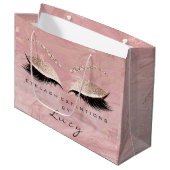Eyes Lashes Makeup Bridal Name Glitter roze marmer Groot Cadeauzakje (Voorkant Gekanteld)