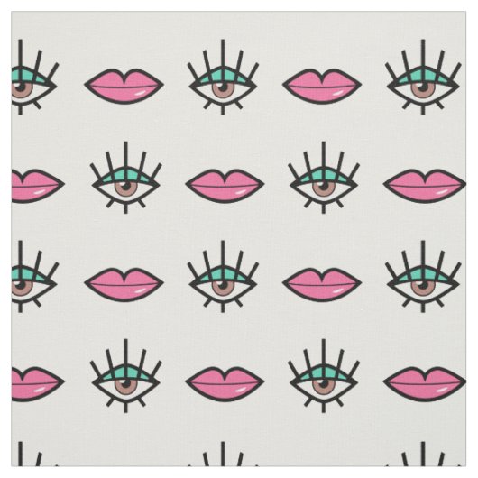 Eyes & Lips Kitschy Pattern Stof (Swatch)