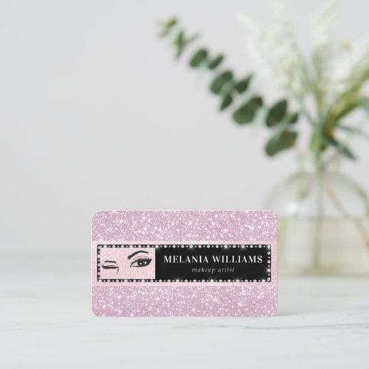 Eyes Make-up Artiest Trendy Roos Gouden Glitter Gi Visitekaartje (Staand voorkant)