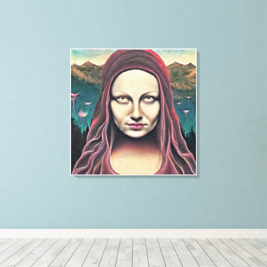 Eyes of mona lisa canvas afdruk (Insitu (Houten vloer))