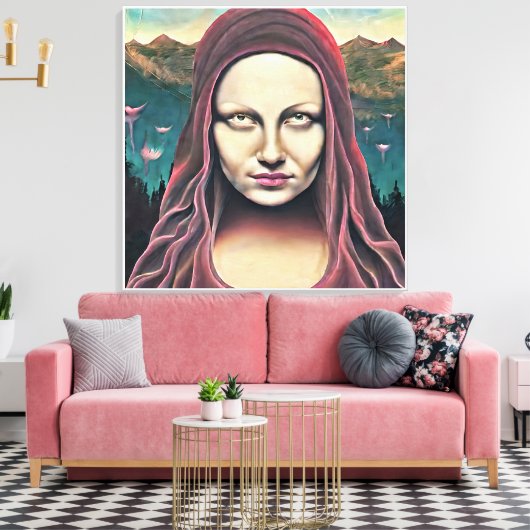 Eyes of mona lisa canvas afdruk (Insitu (Woonkamer))