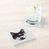 Eyes on Your Drink | Cat Face Glazen Onderzetter (Schuin)
