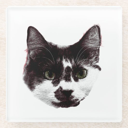 Eyes on Your Drink | Cat Face Glazen Onderzetter (Voorkant)