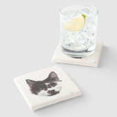 Eyes on Your Drink | Cat Face Stenen Onderzetter (Zijkant)