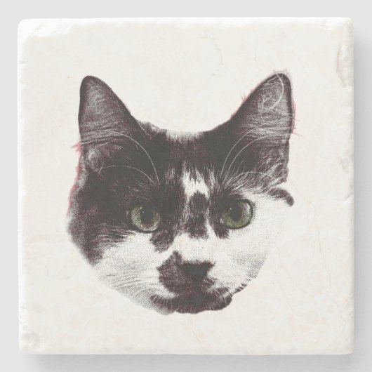 Eyes on Your Drink | Cat Face Stenen Onderzetter (Voorkant)
