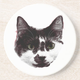 Eyes on Your Drink | Cat Face Zandsteen Onderzetter