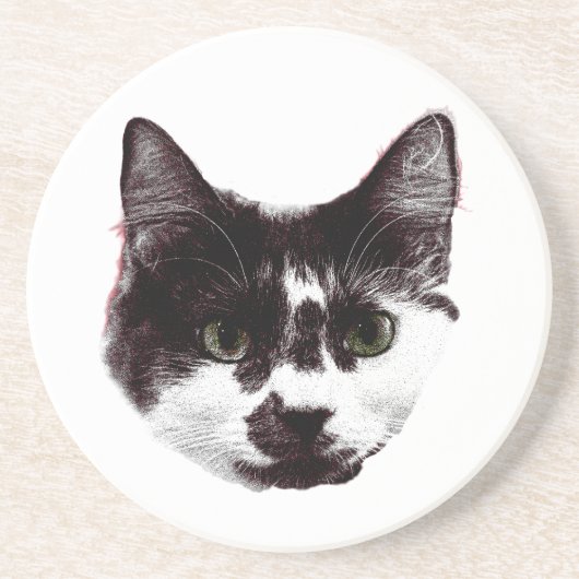 Eyes on Your Drink | Cat Face Zandsteen Onderzetter (Voorkant)