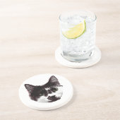 Eyes on Your Drink | Cat Face Zandsteen Onderzetter (Zijkant)