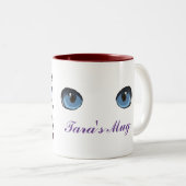 Eyes patroon Aangepaste naam Tweekleurige Koffiemok (Voorkant rechts)