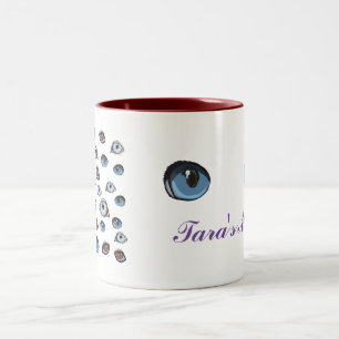 Eyes patroon Aangepaste naam Tweekleurige Koffiemok