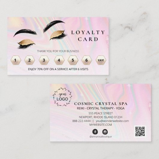 *~* Eyes QR Lashes Brows Bedankt voor LOGO Klantenkaartje (Voorkant / Achterkant)